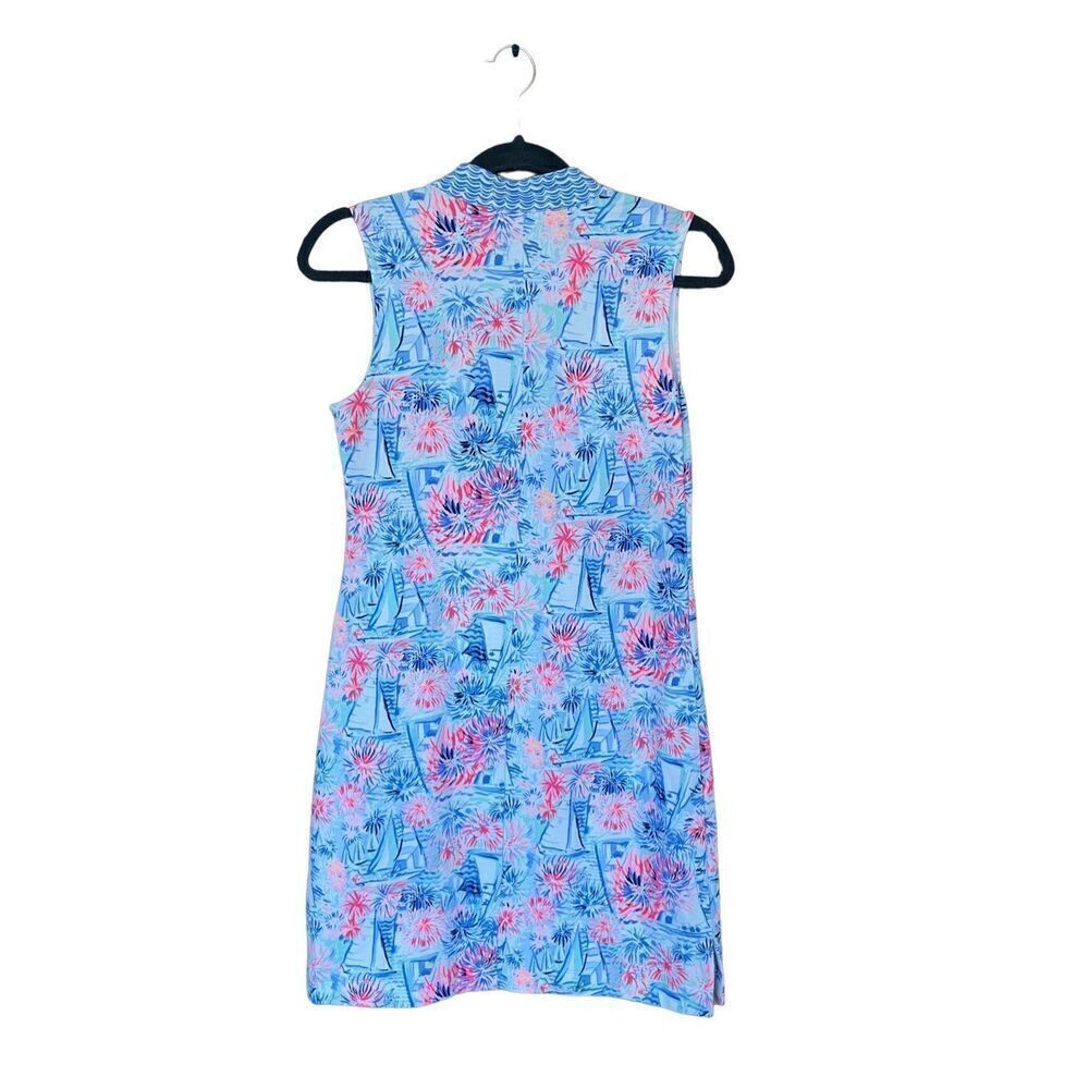 Lilly Pulitzer Womens Blue Tropical Print Sleeveless Larsen Shift Dress Size XS